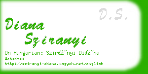 diana sziranyi business card